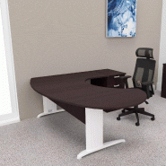 Bureau ergonomique et caisson intégré Sigma - Mobel Linea - 220, Blanc, Wenge, Droite, 3 tiroirs_0