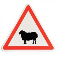 Panneau de danger A15A2 - Passage d'animaux domestiques (mouton) - Signalisation routière_1
