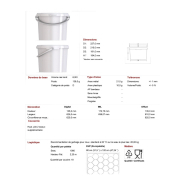 Lot de 5 seaux plastiques alimentaires de 5,6 litres avec couvercles - anse plastique - dimensions ø227xø191x194 mm_1