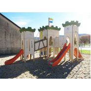 3840 - Structure pour aire de jeux - Transalp - Forteresse 3 tours avec toboggans, passerelles et équipements variés_1