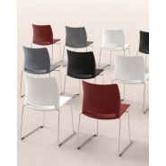 Chaise empilable Adela Traineau ALE0/4 - Assise et dossier en polypropylène, pied traineau chromé - PROMO -30%_1