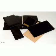 Porte-menus en croûte de cuir - finition piqûre sellier - marquage en creux ou estampage_1