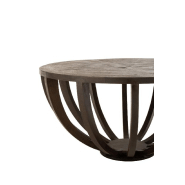 Table basse gigogne NIEF - piètement étoilé en manguier brun foncé et métal noir - diamètre 90 cm_1