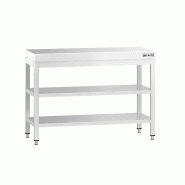 Tables Inox de Travail Centrales Premium avec 2 étagères - P 600 mm | Ggm - 1000_1