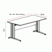 Bureau individuel Sigma - Mobel Linea - 180, Alu, Chêne grisé_1