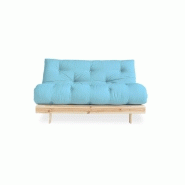 Canapé convertible futon ROOTS - Pin naturel bleu clair - Couchage 140x200 cm - Design japonais et scandinave_1
