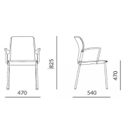 Chaise de conférence empilable, assise et dossier en polypropylène Noir, Blanc ou Gris -