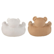 Set de 2 fauteuils en ours - Blanc et beige - Coton et mousse - Dimensions variées_1