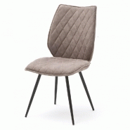 Lot de 2 chaises design NIME - tissu sable et pieds métal laqué anthracite - style rétro et confortable_1