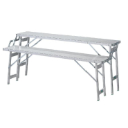 Table aluminium 2 niveaux L150xP60xH50-70cm - plateau vitro-résine L150xP30cm - Usage intensif jusqu'à 150 kg_1