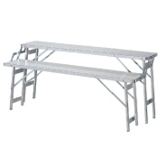 Table aluminium 2 niveaux L150xP60xH50-70cm - plateau vitro-résine L150xP30cm - Usage intensif jusqu'à 150 kg_1