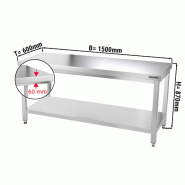 Tables Inox centrales Premium avec Etagère - P 600 mm | Ggm - 1500_1