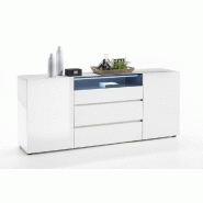 Buffet contemporain Verona blanc laqué brillant - 2 portes, 3 tiroirs, design italien_1