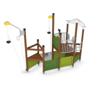 Structure multi-jeux 3 à 12 ans - Uniplay Poseidon 8061745 - Hags - Poteaux et panneaux bois, fondation à enterrer_1