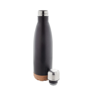 Thermos en acier inoxydable - double paroi avec fond en liège - capacité 500 ml - couleur noire_1