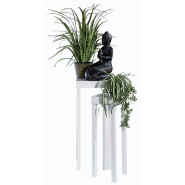 Console bois blanc mat 35x35x90cm + 25x35x78cm - set de 2 pour vitrines et décoration_1