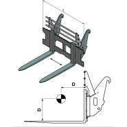 Fourches à palettes pour chargeuses pelleteuses - S/C Camerican Group - capacité 2500 à 3000 kg - avec attache rapide SAE J2513_1
