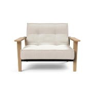 Innovation Living - Fauteuil design Splitback Frej 531 Bouclé Off White - Convertible lit 90x115 cm avec accoudoirs en chêne clair_1