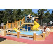 Structure de jeux aquatique thématisée mer - 2 toboggans tubulaires, petit toboggan et cabane sur pilotis - Jeu de pataugeoire Aquadrolics_1