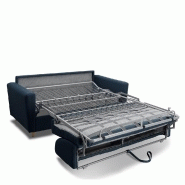 Canapé MEZZANO convertible express - Matelas 16 cm - Sommier métal 140 cm - Tissu tweed bleu nuit - Design scandinave_1