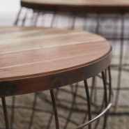 Lot de 2 tables basses Invader - bois et acier finition cuivre antique - diamètres 58 cm et 76 cm_1