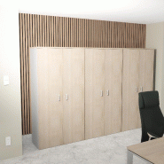 Armoire haute 197 cm avec portes battantes - Mobel Linea - 100, Acacia clair_1