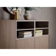 Armoire mi-haute push open Ostara O6 - 3 compartiments portes battantes et modules ouverts - L184 x H130 cm_1