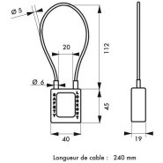 Cadenas de consignation loto lockout tagout 38 mm câble inox gainé ø 6 x 240 mm - 1 clé bleu