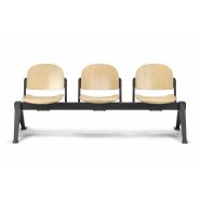 DIAM - Poutre à assise relevable automatique en multiplis de hêtre et acier époxy noir, idéale pour auditorium et amphithéâtres_1