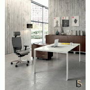 Bureau de direction X7 en verre - Officity - 220, Blanc_0