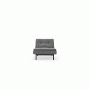 Fauteuil design convertible Dublexo Eik Innovation Living - tissu gris Twist Charcoal - couchage 90x115 cm - piétement chêne teinté noir_1
