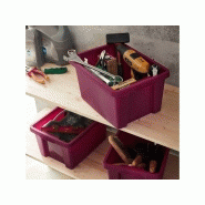 Boîte de stockage superposable en polypropylène - 16L - Couleur rose_1