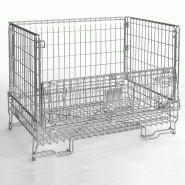 Caisse-palette métallique - conteneur fil pliable avec 1/2 porte rabattable et ouverture à 180°_1
