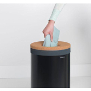 Corbeille à linge Brabantia -35 litres - Matt Black avec ouverture Quick-Drop et sac à linge en coton_1