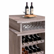 Ilot dégustation Héritage - pin vieilli - L80xP90xH114cm - Rangement bouteille et verre - Spécial caviste_1