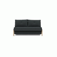 Canapé design convertible Cubed Wood 02 - Lit 160x200 cm - Tissu bouclé Black Raven - Innovation Living_1