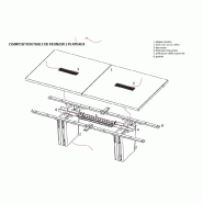 Table de réunion rectangulaire série X10 finition hébénisterie - Officity - 420, Orme gris, Non_1