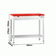 Table inox de découpe avec plan rouge - Profondeur 600 mm | Ggm - 800_1