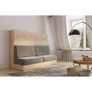 ARMOIRE LIT ESCAMOTABLE VERTIGO SOFA CHÊNE CANAPÉ GRIS COUCHAGE 140*200 CM_1