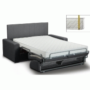 Canapé lit LEVALLOIS Express - Tête de lit intégrée - Lattes 120 cm - Matelas 16 cm - Cuir vachette noir_1