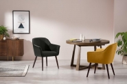 Fordell - Chaise à accoudoirs en velours gris colline - Pieds en hêtre - Confort et design sophistiqué_1