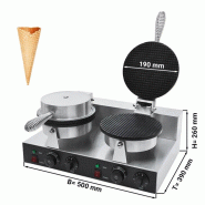 Gaufrier électrique double en fonte - plaque pour cornets de glaces Ø 190mm_1
