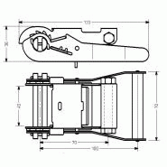Tendeur à cliquet - Tendex T1300 - acier zingué bichromaté - pour sangles 35 mm - résistance 2T_1