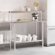 Vidaxl table de travail de cuisine avec étagère 110x55x120 cm inox 3208899_1