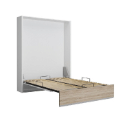 Armoire lit escamotable ultra plate ALADYNO - Blanc mat et chêne - 160x200 cm avec ouverture assistée_1