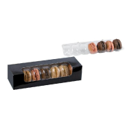 Boîte macarons à fenêtre noire 21,5x6,8x4,8 cm pour insert 7 macarons - par 50 - carton 350 g/m²_1