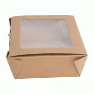 Boîtes salade avec fenêtre carton recyclable 1600ml - Lot de 100 | Fiesta_1