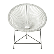 Fauteuil design AGAFI - rotin blanc - forme œuf - utilisation intérieure et extérieure_1