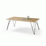 Table basse 120x60 cm Casa - chêne massif noueux huilé et acier époxy noir laqué_1