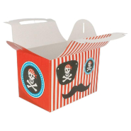 Boîte menu enfant carton Pirate rayures rouges 17x16x10cm - par 300_1